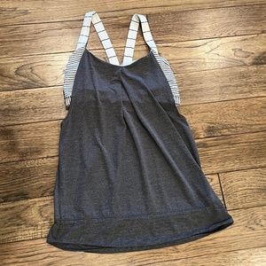 Lululemon Rest Less Tank, Size 8, Charcoal/White